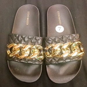 Steve Madden Gold Chain Slides